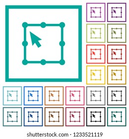 Free transform object flat color icons with quadrant frames on white background