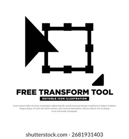 Ferramenta de transformação livre ícone de vetor design. ferramenta de design. Elemento de design. Silhueta de ferramenta de transformação livre. Ilustração vetorial do ícone da ferramenta Design