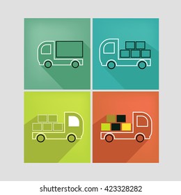 Free transport, flat icon set