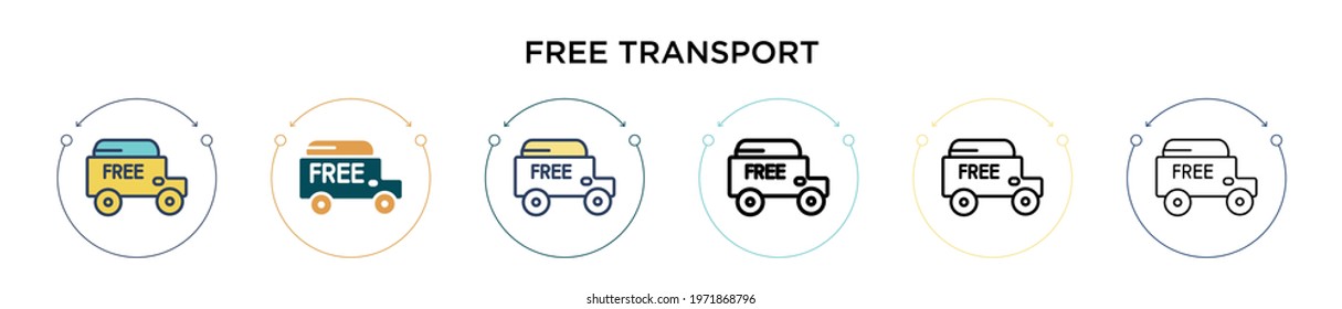 Free transport icon in filled, thin line, outline and stroke style. Vector illustration of two colored and black free transport vector icons designs can be used for mobile, ui, web