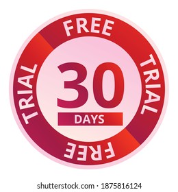 Free trial 30 days icon. Cartoon of free trial 30 days vector icon for web design isolated on white background