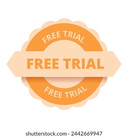 Free trial badge icon cartoon vector. Period tag. Coupon app stick