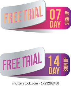 Free trial badges. 7 and 14 day stickers. Vector illustration