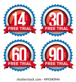 Free trial badges vector set