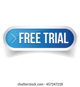 Free trial blue 3d realistic square isolated button