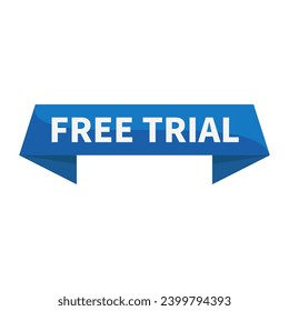 Free Trial In Blue Ribbon Rectangle Shape For Promotion Business Marketing Social Media Information
