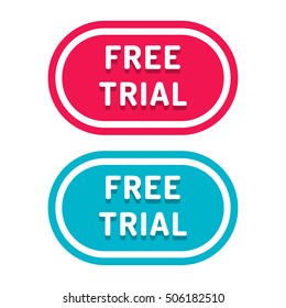Free trial. Flat vector typography badge icon, symbol, design illustration on white background. Can be used for business concept.
