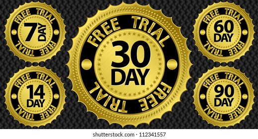 Free trial golden sign set, vector illustration