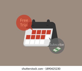 free trial period and charge for subscription after vector