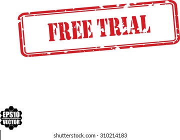 Free Trial  Red Rubber Stamp Design Over A White Background. Special Promotion For Customer. Vector Illustration.