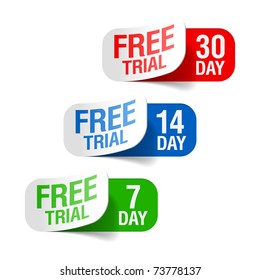 Free trial signs. Vector.