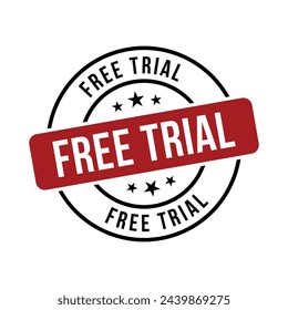 Free Trial Stamp, Free Trial Round Sign