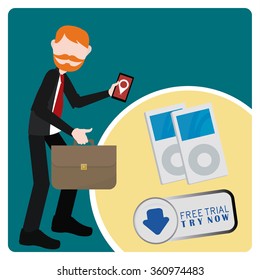 Free trial try now illustration over color background
