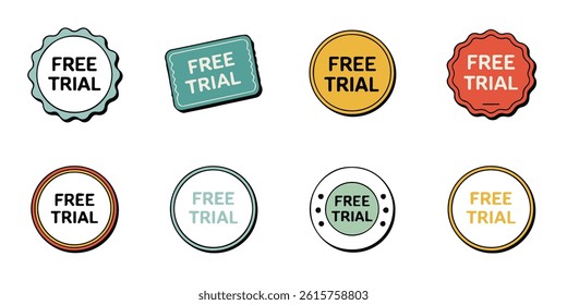 Free Trial Vector Set of Colorful Promotion Badges
