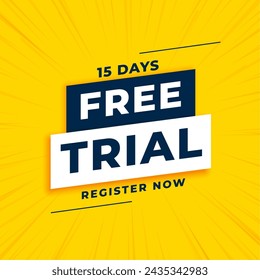 free trial yellow background register now for 15 days access vector