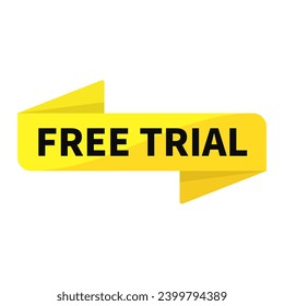 Free Trial In Yellow Rectangle Ribbon Shape For Promotion Business Marketing Social Media Information
