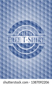 Free T-Shirt blue badge with geometric background. Vector Illustration. Detailed.