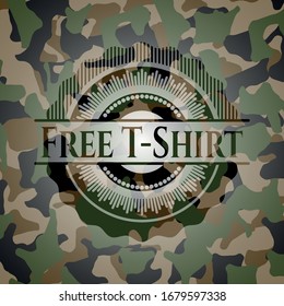 Kostenloses T-Shirt-Camo-Emblem. Vektorillustration Illustration. Detaillierte Angaben.