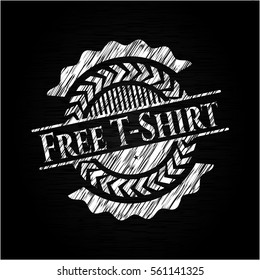 Free T-Shirt chalk emblem written on a blackboard