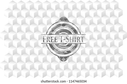 Free T-Shirt grey badge with geometric cube white background