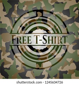 Free T-Shirt on camouflage pattern