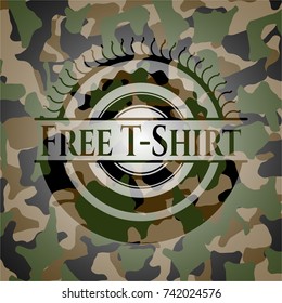 Free T-Shirt on camouflage texture