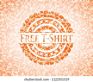 Free T-Shirt orange mosaic emblem with background