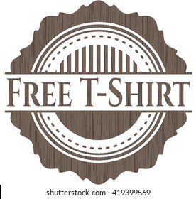 Free T-Shirt realistic wooden emblem