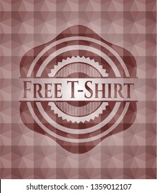 Free T-Shirt red geometric badge. Seamless.