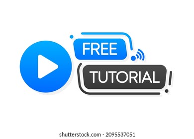 Free Tutorial Banner. Video Internet Conference Concept. Live Stream, Internet Education. Vector Illustration.