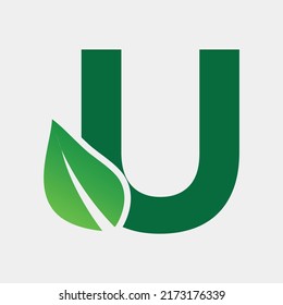 Free U Letter Nature App Icon Logo-Design Vectorform Organisches Leaf Grüne Farbverlauf-Design