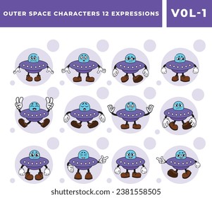 Free UFO Mascot Vector Images Set