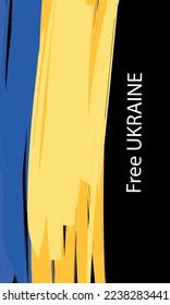 Free Ukraine Banner text with Ukraine flag. International protest, Stop the war against Ukraine. Vector illustration