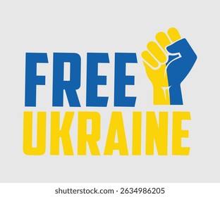 Free Ukraine, Say no to the war, Russian and Ukrainian conflict, heart, square and round shape, Ukrainian flag symbol, Blue and yellow illustration