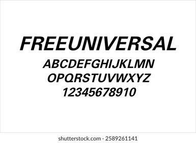 Free Universal font for logo and headline. Isolated vector typeset