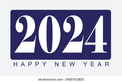 Free Vector 2024 Happy New Year Logo Post Banner Card design with Blue background Vector