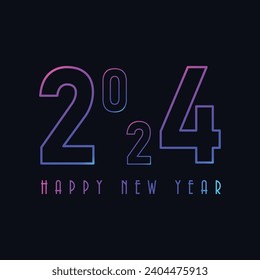 Free vector 2024 happy new year illustration with 3d typography lettering
