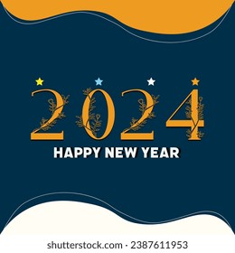 Free vector 2024 new year lettering background with stars greeting card