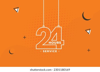 Kostenloses Vektordesign mit 24-Stunden-Service-Aufklebern