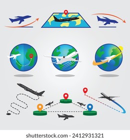 Free vector airplane travel set