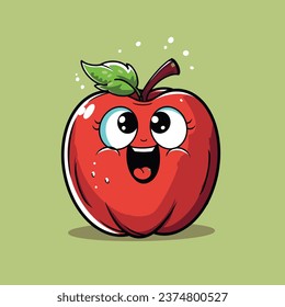 Free vector Apple cartoon character design with different happy expression, smiling face , clipart, kawaai style.