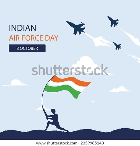 Free vector banner with fighter planes illustration of indian air force day, observed on october 8