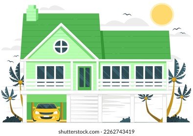 Free vector beach house concept illustration