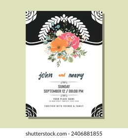 Free vector beautiful blooming Floral wedding invitation card template design set