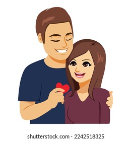 Free vector big isolated couple in love, happy young girl and boy in love