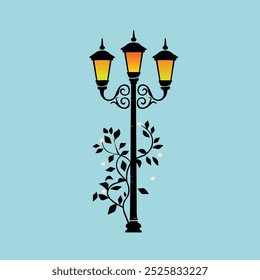 Free vector black silhouette lampost icon design.