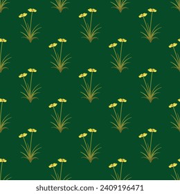 Free vector blooming flowers vector green pattern background vintage style