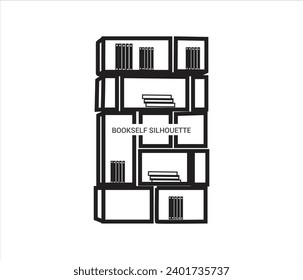  Free vector bookshelf with books silhouette isolated on white background