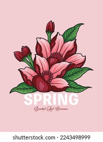 Free vector branch of sakura flowers hand drawn cartoon art illustration