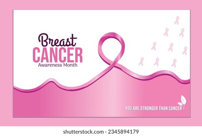 Free vector breast cancer awareness month concept banner with pink ribbon.